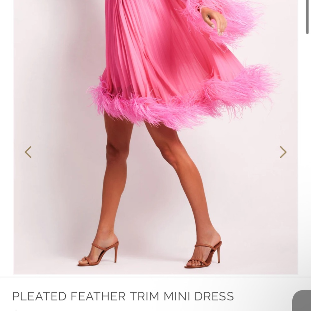 PatBO Vibrant Pink Feather Mini Dress